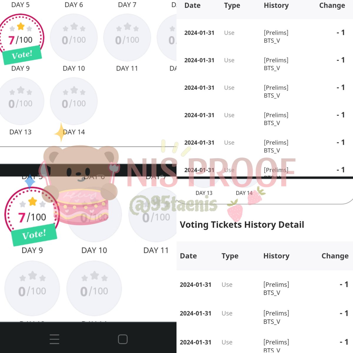 95taenis's tweet photo. 🐻 CHALLENGE VOTE TTA PRELIMS VORE TAEHYUNG 🐻

- ayo tag sebanyak-banyaknya mutual kalian, yang kena tag jangan lupa ikutan drop proof vote tta 💃

@busanbbys7 @thvpics_ @ddaeng_200 @onlythvii @gyuteamy @hiddenmenad @winterbearkthpx @urlkive @vntegyux @flaupmyg @ciggarettafx https://t.co/QcOgWY03cm