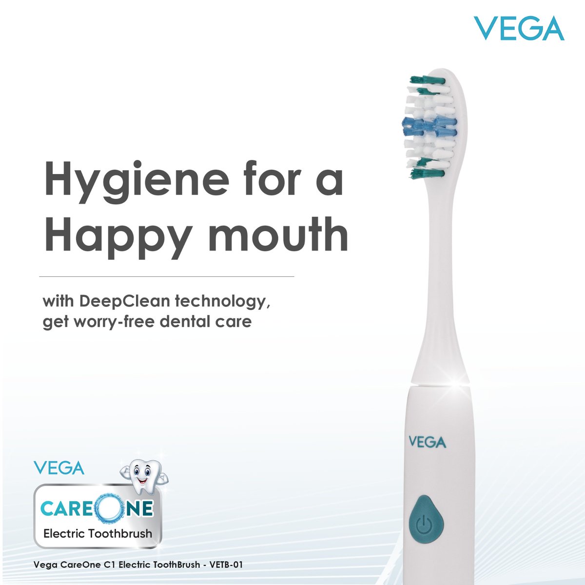 vega_beautycare's tweet image. Launching the Vega CareOne Electric Toothbrush, Experience Deep Clean Technology, 35,000 Vibrations p/m, and 5 Vibration Modes for a personalized touch. Ideal for sensitive teeth, and 3 extra bristle heads for a year of complete care.  

#vega #dentalcare #worryfree #smiles