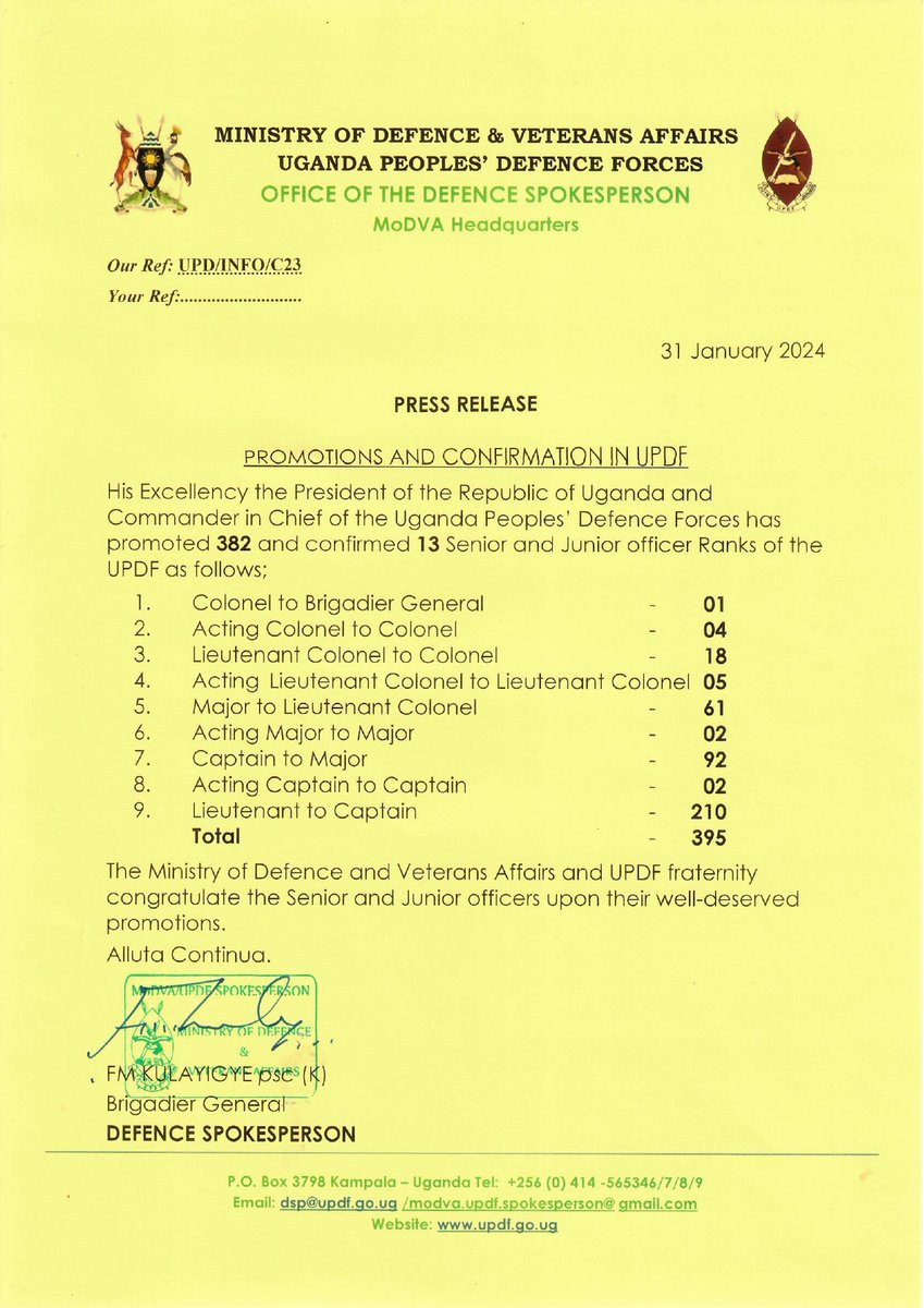 Promotions And Confirmation In UPDF updf.go.ug/press-releases…