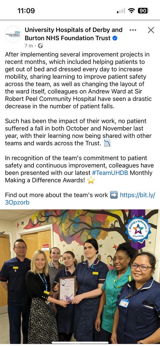 So proud of the team and what they have achieved… well done !!!!#teamandrewward Katie Stanley…. #ProudMatron #patientsafety @GroganMandy @markhil75770073 @alisonwadlow1 @Donnalbird @rachywhyman @UHDBTrust @UHDB_PatientExp