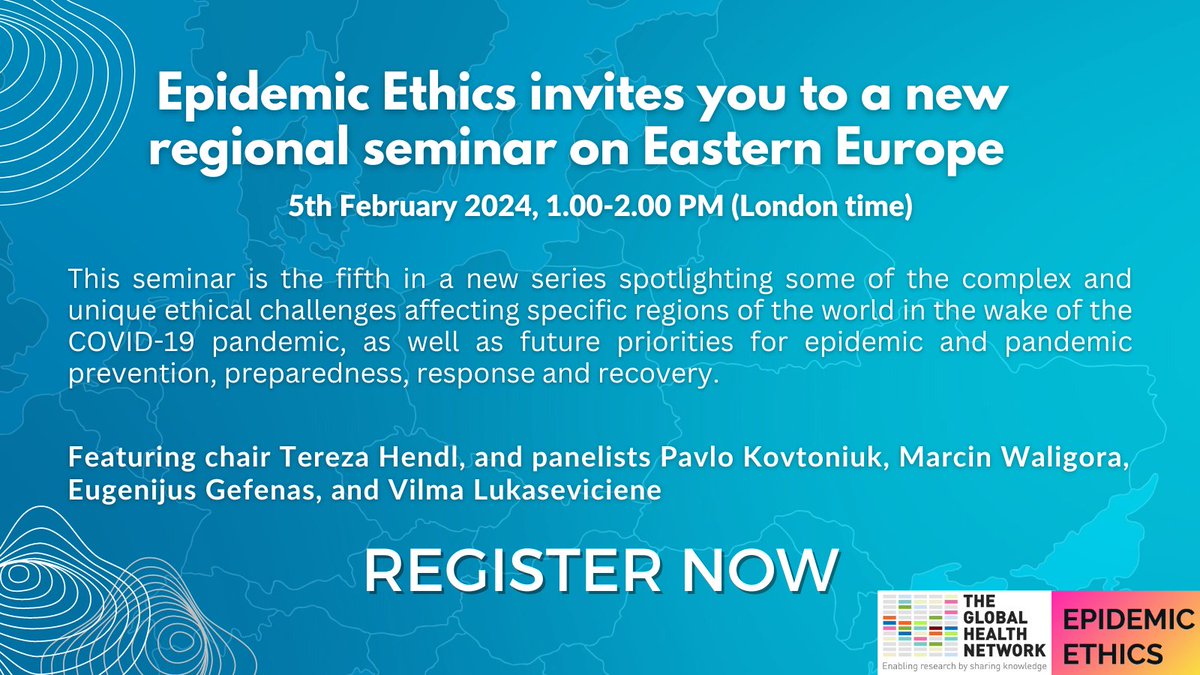 ** NEW WEBINAR ALERT ** Join us on the 5th of February at 1.00-2.00 PM (London time) for a new Epidemic Ethics webinar on the Eastern European Region's response to COVID-19. zoom.us/webinar/regist… @info_TGHN @Ethox_Centre @Oxford_NDPH @TropMedOxford