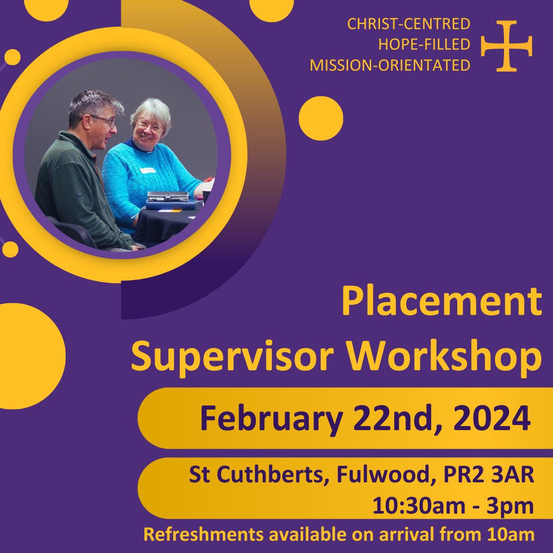 We are really looking forward to our upcoming Placement Supervisor Workshop, which is now only a few weeks away! If you are a Supervisor supporting ministerial candidates studying at Emmanuel, don't forget to get booked in here: buytickets.at/emmanueltheolo…