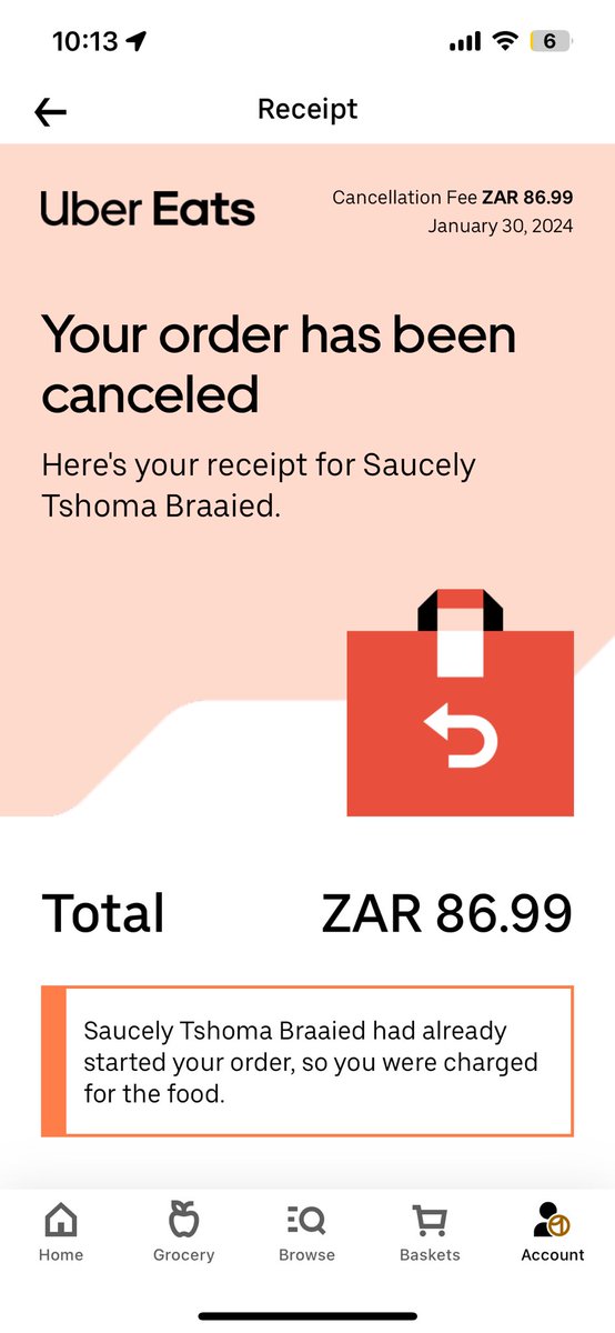 kaManzini_'s tweet photo. It’s the second time this restaurant has cancelled my order, @UberEats will not refund me because they said I cancelled the order of which I did not. This restaurant can not be found on Google or and other social media platforms and is only affliated with @UberEats. https://t.co/qHN212h2HX