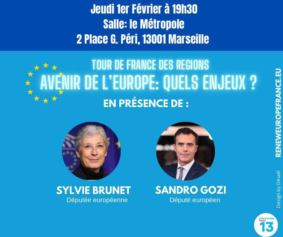 🇪🇺Tour de France des Régions🇪🇺 ➡️Rejoignez-nous ce jeudi à 19 h 30 autour de deux députés européens @sandrogozi et @syl_brunet ! ➡️Débat/échange sur l’avenir de l’Europe 🇪🇺