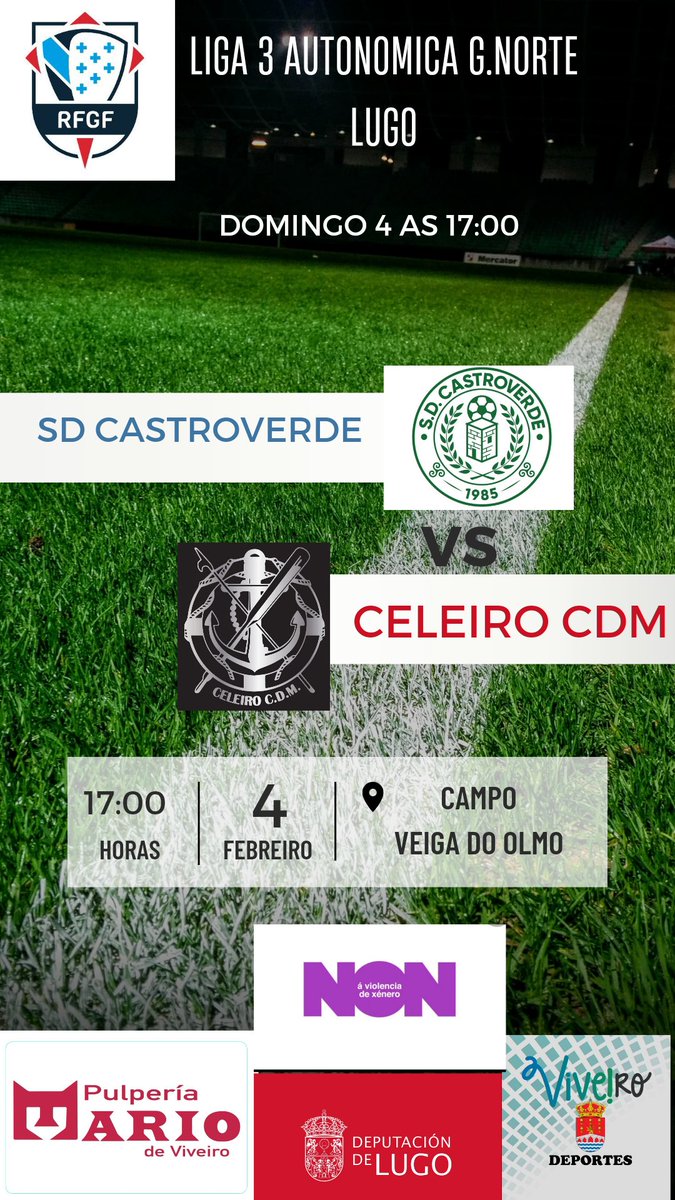 Este Domingo visitamos Castroverde primeira visita na historia do Celeiro Club del Mar e coa mision de traer algo positivo da Veiga do Olmo nunha liga na que 9 equipos van pelear ata o final por 3 postos na promoción asique 
#FORZACELEIRO
#XUNTOSMAISFORTES