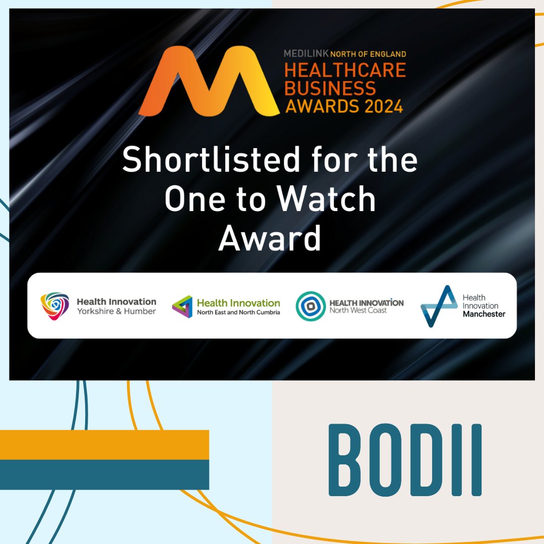 wearebodii's tweet photo. We've been shortlisted for a healthtech ONE TO WATCH award from @MedilinkNW 

See you at the awards ceremony in March 🥇🥈🥉?

@HealthInnovNet @HealthInnovMcr @innovationnwc 
@HealthInnovYH 
@HI_NENC 

#HealthTech #onetowatch https://t.co/wL0wNpTtxz
