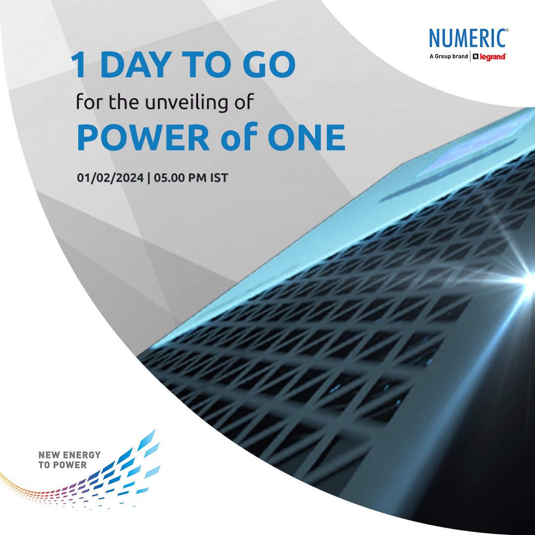 🚀 Don't miss out! #1daytogo

Join us tomorrow as we unveil the new chapter of #PowerofOne. Secure your spot now. Register here: numericups.com/Register-Disco…

 #NumericUPS #NewEnergyToPower #ProductLaunch #NewLaunch #StayTuned