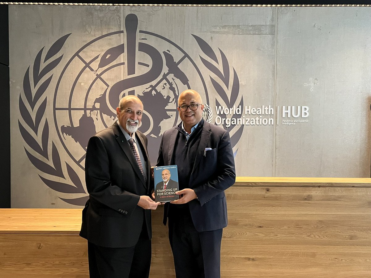 Engaging day w/ @ProfAbdoolKarim as he visited the #WHOPandemicHub Thank you for your thoughtful insights & continual support I appreciated reading ‘Standing up for Science’ on your experiences advocating for int’l collaboration & the application of science during the pandemic