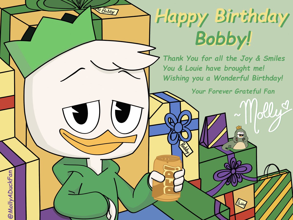 MollyADuckFan's tweet photo. Happy Birthday @bibbymoynihan !!!🥳
I hope you enjoy this art I made you! It’s inspired from the first piece I made you back in 2021! 😁 Thank you for all the joy and smiles You &amp; Louie have brought me! I hope you have a Fantastic Birthday! 
Your Forever Fan -Molly 🥳🎂🎉 https://t.co/S3GroI4W9d