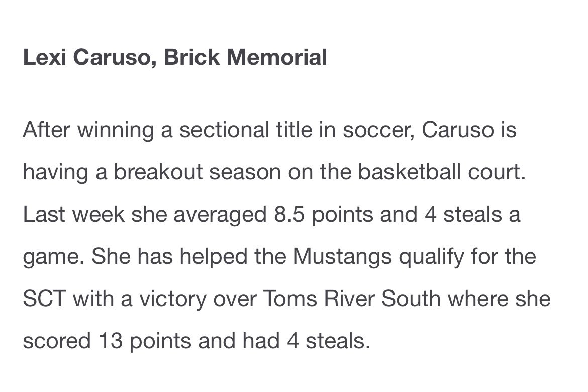 Proud of Lexi in the Wildcard for Player of the week🏀 Any votes would be great!💚💛 <a href="/lexicaruso3/">lexi caruso</a> <a href="/stangBC/">Billy Caruso</a> <a href="/BMSTANGSports/">BMSports</a> <a href="/BMGirlsSoccer/">BMGirlsSoccer</a> <a href="/Coach_L_/">Mustang Girls Hoops</a> 

shoresportsnetwork.com/vote-thrive-sh…
