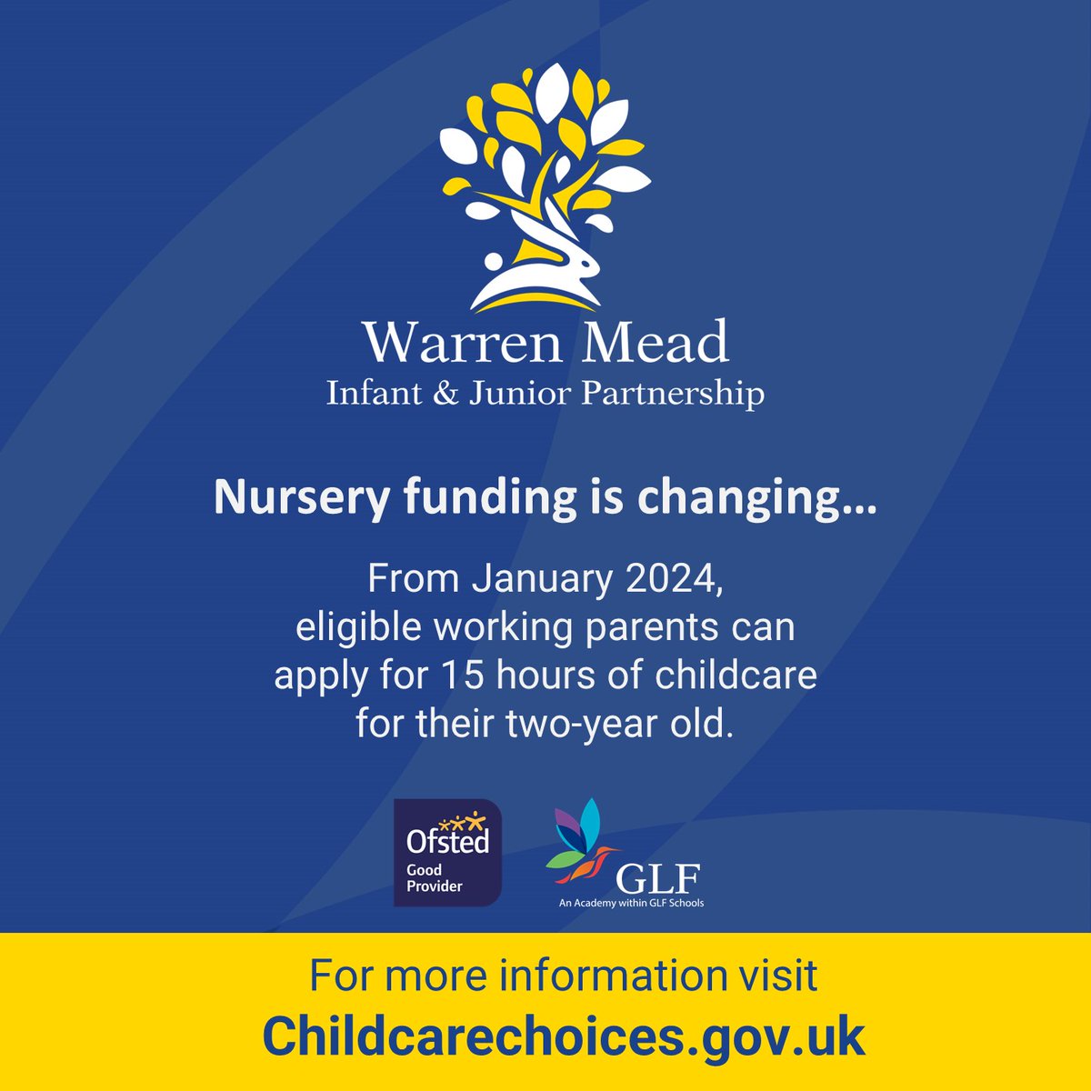 Nursery funding is changing! From January 2024, eligible parents can apply for 15 hours of child care for the 2 year olds. If you are interested in Warren Mead Nursery, visit the link in our bio to book a tour and see our incredible setting in action!