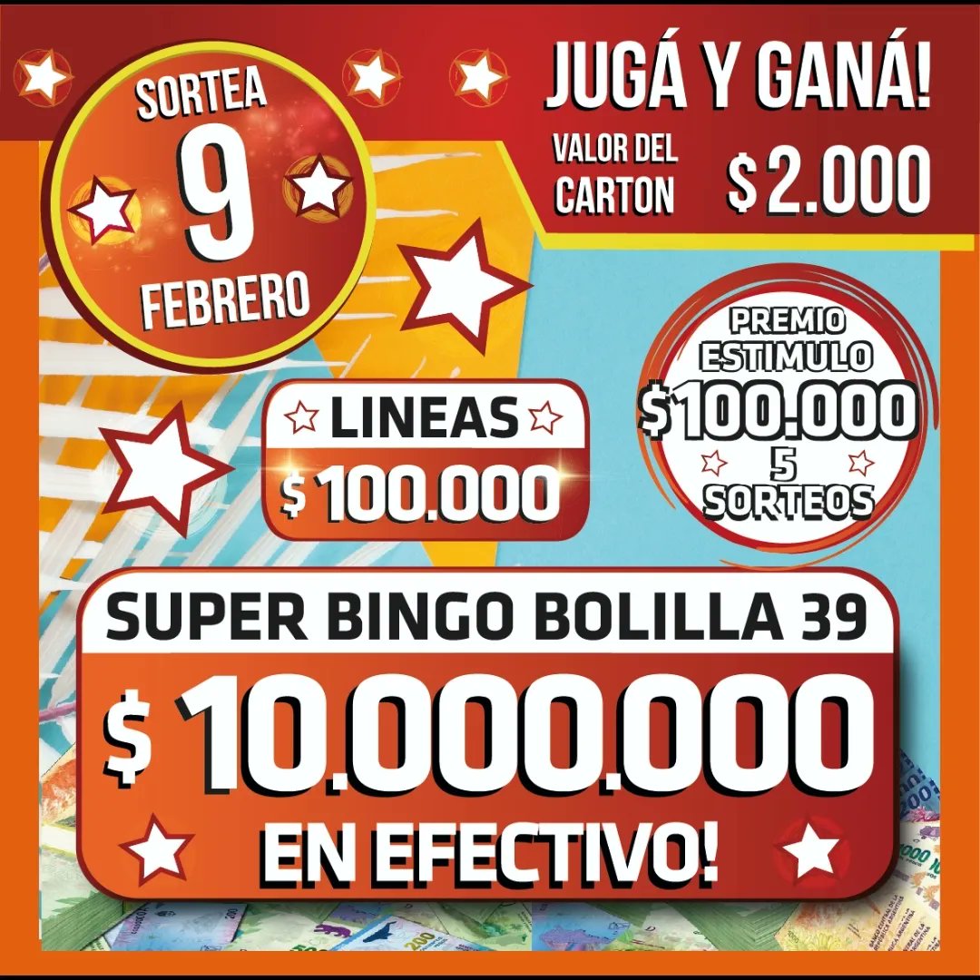 IAS_Chubut's tweet image. 🍀Se viene el Telebingo Chubutense de febrero 
📌9/02

🙌En la 4ta Ronda:
📣 3 millones de pesos 😱😱😱😱
❇️ SúPeR BiNgO bolilla 39:
📣 10 millones de pesos 

🙌Valor del cartón 👉$2.000

➡️Los cartones estan disponibles en todas las agencias oficiales de la provincia.