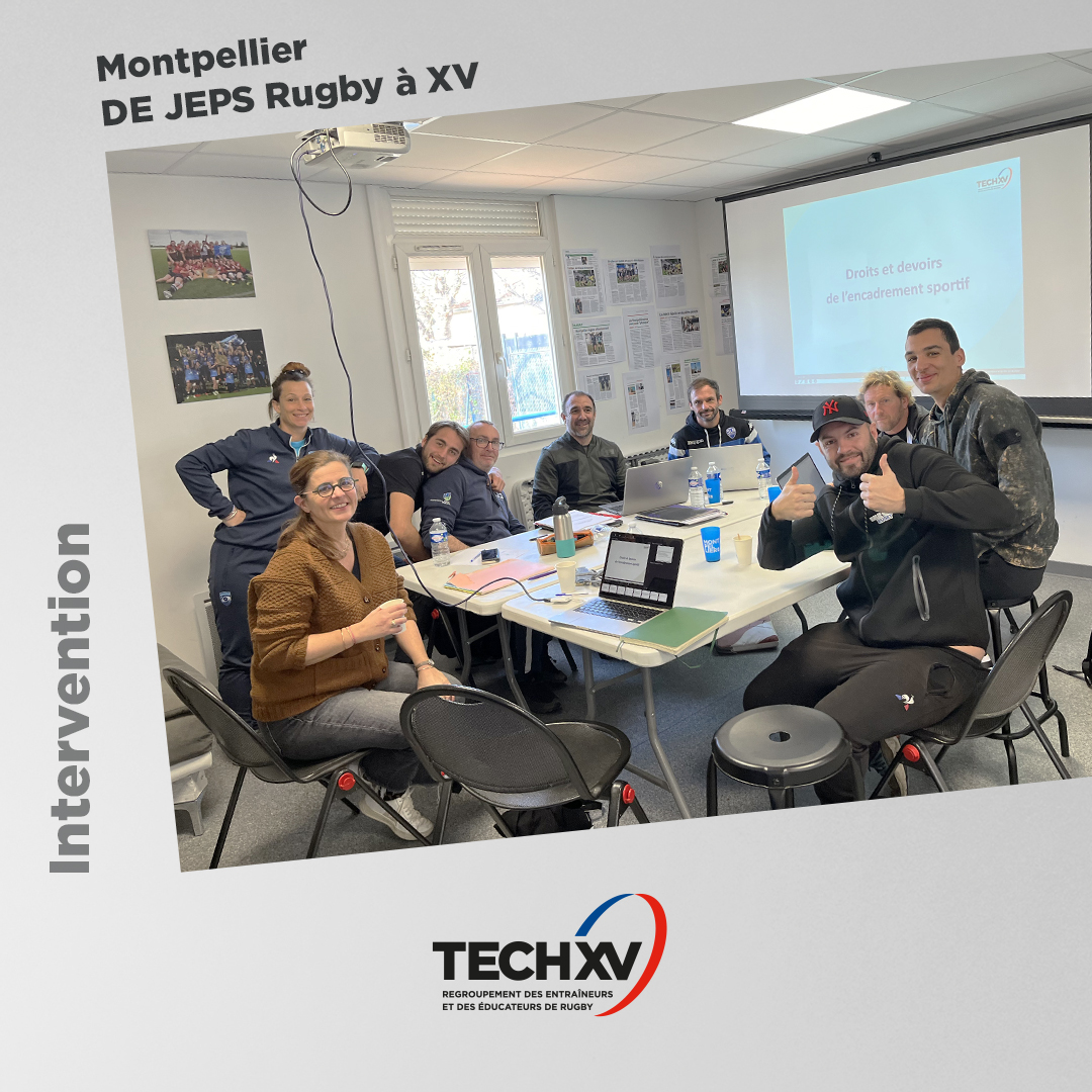 𝗗𝗘 𝗝𝗘𝗣𝗦 𝗜 𝗥𝘂𝗴𝗯𝘆 𝗮̀ 𝗫𝗩

Aujourd'hui au <a href="/creps_montp/">CREPS Montpellier</a> avec les entraîneurs en formation en Corse pour échanger sur les différents diplômes, les aspects juridiques du métier et leur expliquer le rôle de TECH XV. 🗣

Merci à tous et à bientôt sur les terrains ! 🙌