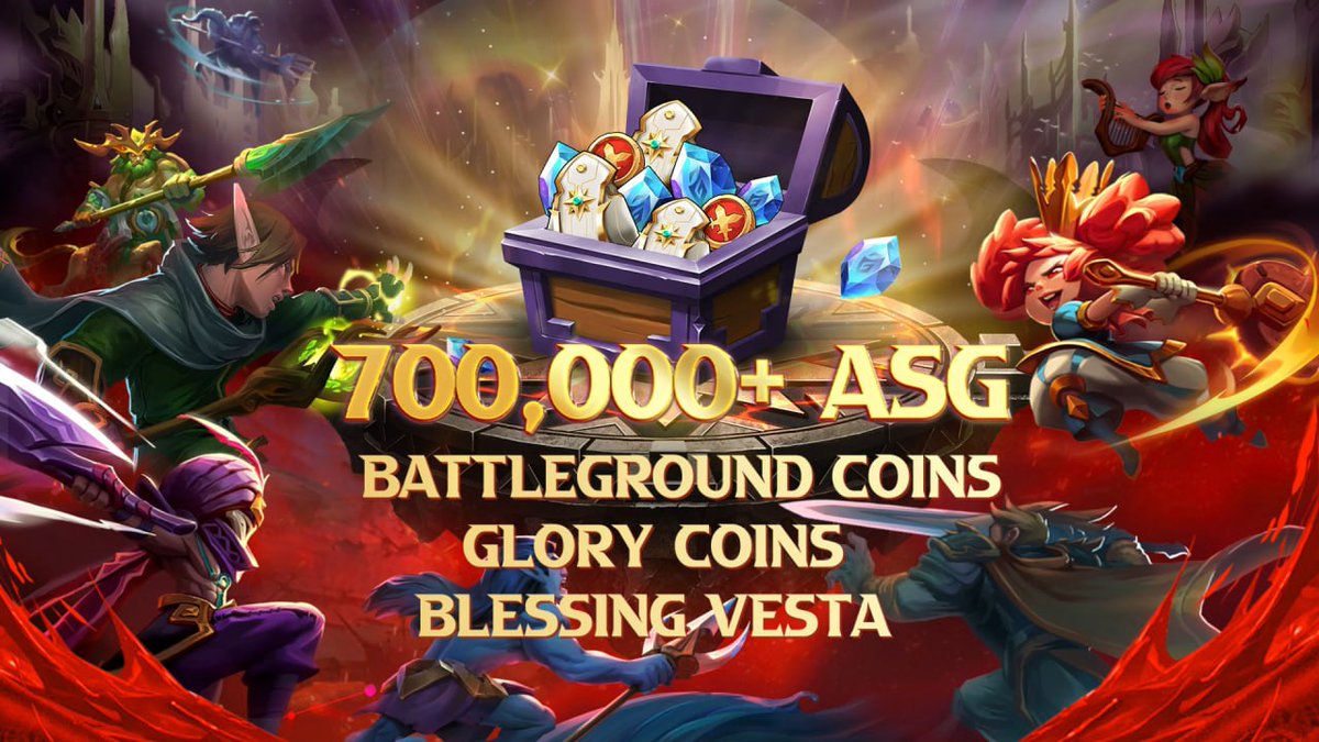 Joining Battleground, apart from 700,000++ $ASG, you will have a chance to unlock a massive reward pool:

💰 Battleground Coins
📦 Equipment Boxes
🌟 Blessing Vesta
🖼️ Avatar Border

Comment your top pick, and we possibly airdrop the crowd favorite to all servers. 

🎮 Got a wild