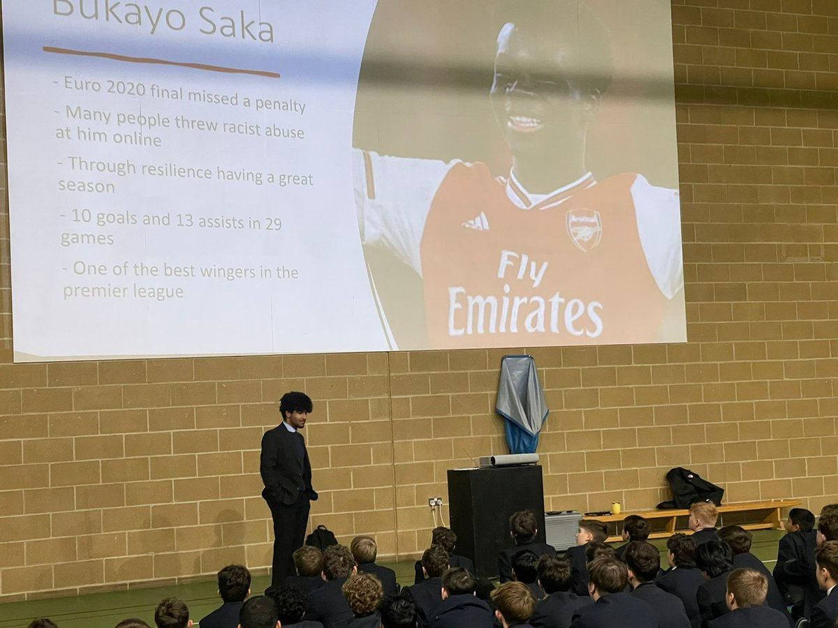 hallifordhead's tweet photo. A huge thanks to Aayush in Year 12, who led the Wadham House Assembly this morning on resilience in sport. #houseassembly #studentled https://t.co/BSAOr7nxzX