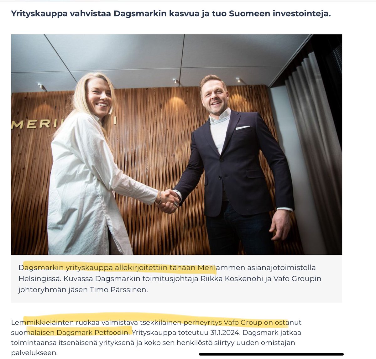 zijoittaja's tweet photo. Mielenkiintoinen sattuma. #Dagsmark myyty Tsekkeihin 🇨🇿tänään. Ja myös #MustiAGM oli tänään…
Dagsmarkhan oli niitä pörssin porstuan firmoja… https://t.co/zpnWbxWKK0