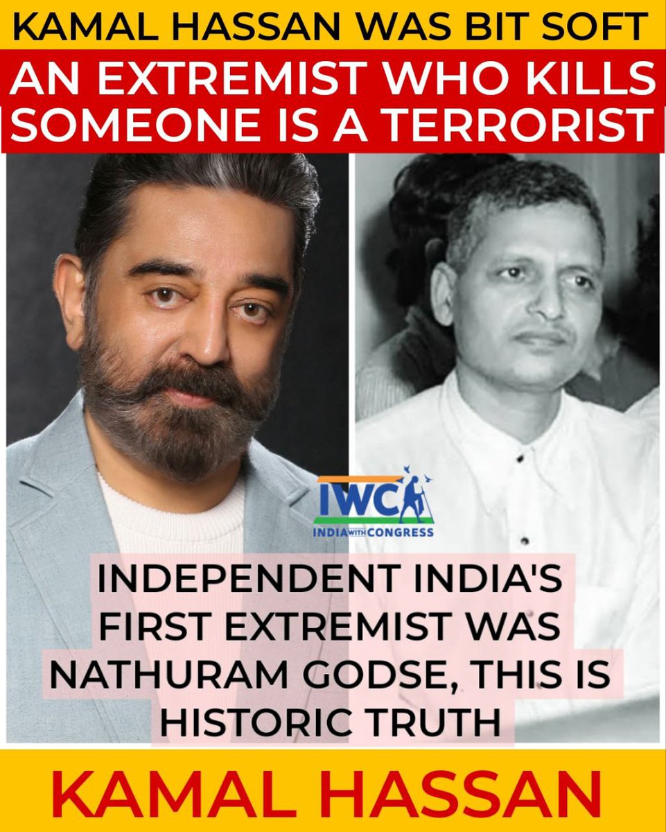BJPians, Sanghi’s and whoever likes it or no, it’s a fact that Nathuram Godse IS INDIA’s First Saffron Terrorist. 
Kamal Hassan called it out and said it loud and clear. 

#HindutvaTerrorism
#HindutvaIsNotHinduism 
#NathuramGodseIsATerrorist