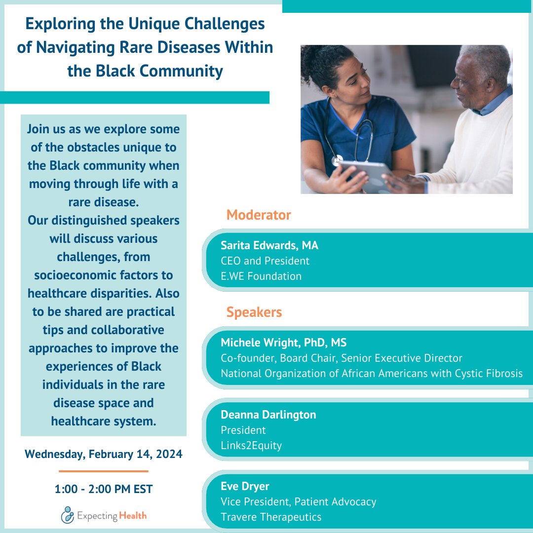 Join us on February 14th at 1:00 PM EST for a meaningful discussion about the unique challenges Black individuals face when navigating the #raredisease space. Discover ways we can collaborate to improve these experiences. Register here: bit.ly/4blrs4j #healthequity