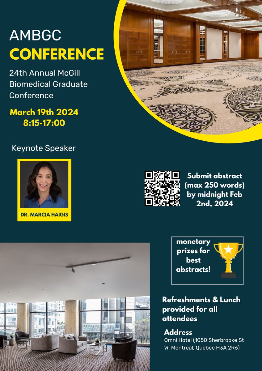 ‼️ If you're a McGill Graduate student looking to share your biomedical research, submit your abstract for the 24th AMBGC by Friday Feb 2nd! docs.google.com/forms/d/e/1FAI…
