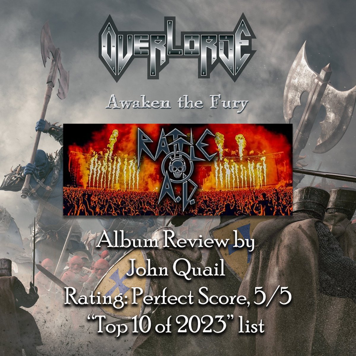 OverlordeMetal's tweet photo. Today we present the first "Perfect Score" and "Top 10 Album Listing of 2023" for Overlorde's "Awaken the Fury".

John Quail of Rattle A.D. in Hungary does the honors with a "5/5" rating. Thanks and HAIL to you! 

https://t.co/TsiLT8wWD8

Click ALT for more. https://t.co/4WXdCbQPI6