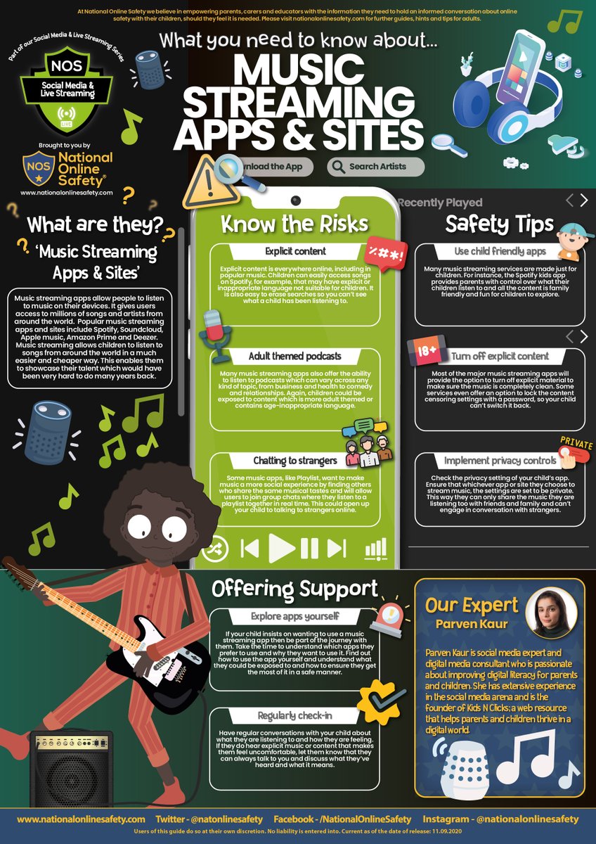 MountStewartSch's tweet photo. Many of us use music streaming apps and services to listen to music. How can we ensure that the downloaded content is suitable for our children? This handy guide gives lots of helpful tips. #tmsscomputing https://t.co/XFqx1kdnIN