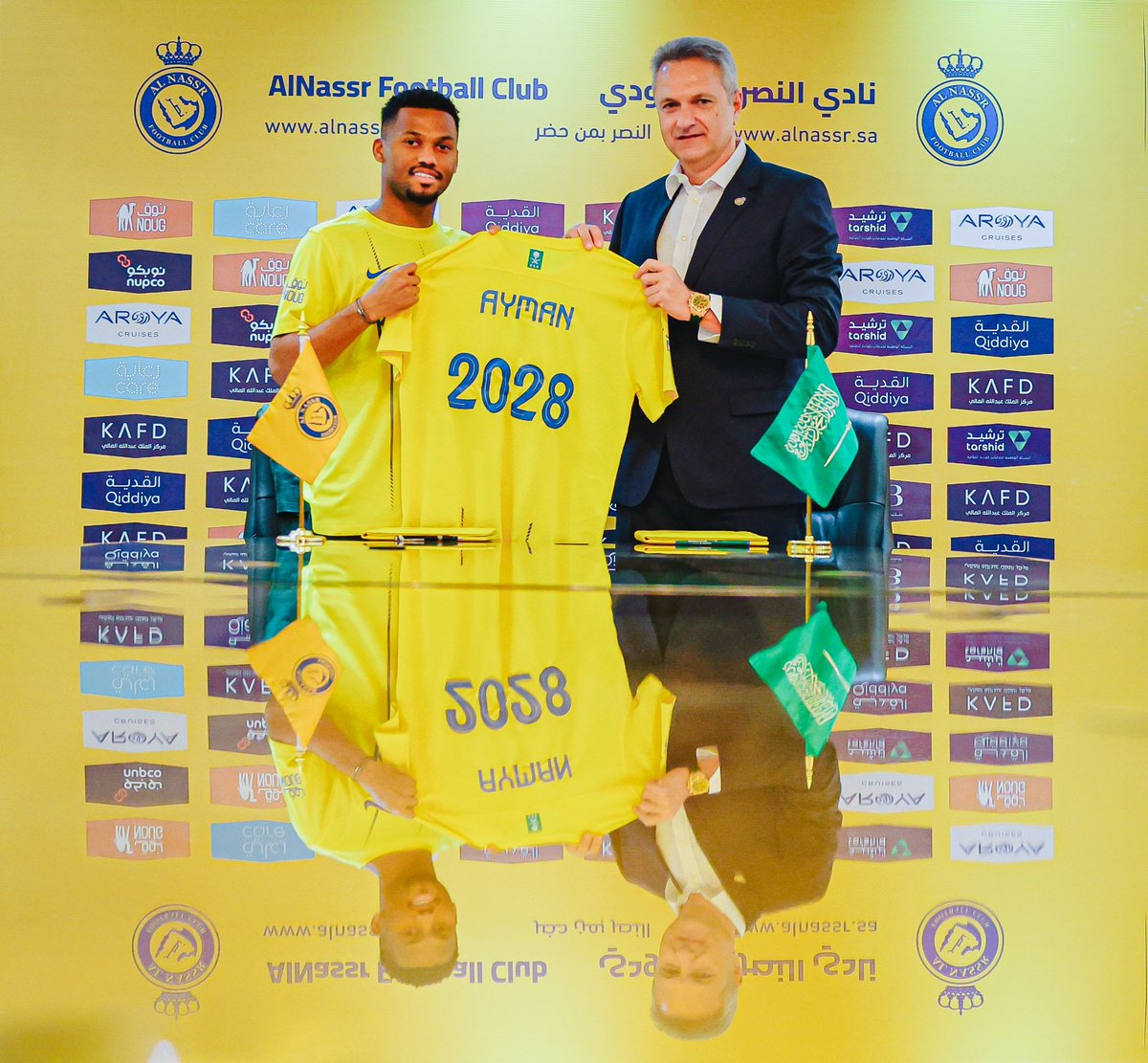 saudifootnews's tweet photo. ✅✅✅ 𝗢𝗙𝗙𝗜𝗖𝗜𝗔𝗟 : 𝗔𝘆𝗺𝗮𝗻 𝗬𝗮𝗵𝘆𝗮 𝗡𝗮𝘀𝗿𝗮𝘄𝗶 extended with 𝗔𝗹-𝗡𝗮𝘀𝘀𝗿 until 2028 ! ✍️💛💙
#News #TransfertTalk #FootballTransfert #SaudiArabia #SaudiProLeague #SPL... https://t.co/2VEncRguSu