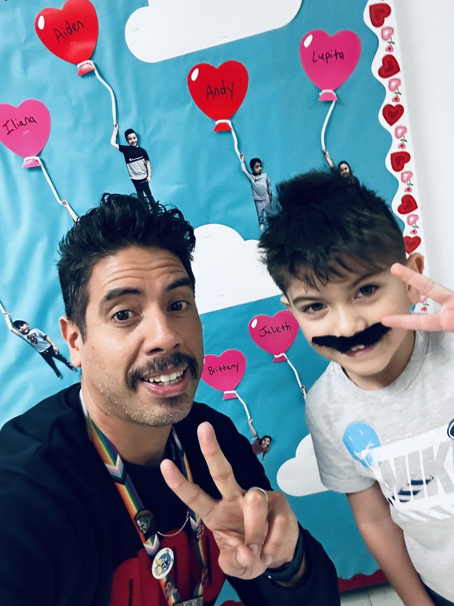 When your student decides he wants a Mr. G mustache as well!! #mustachegoals #kinderfun