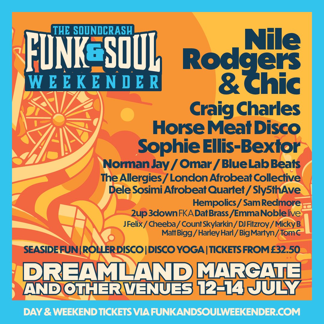 #SaveTheDate 12th-14th JULY @FunkAndSoulWKND 2024 w @DeleSosimi @LondonAfrobeat @Sly5thAve @CCfunkandsoul @omarlyefookMBE @BlueLabBeats @horsemeatdisco #sunshine, #sea, #soul, #funk, #AfroFunk, #Afrobeat #disco 💥 Tickets on sale Friday 2nd Feb at 10AM 🏖️ funkandsoulweekender.com