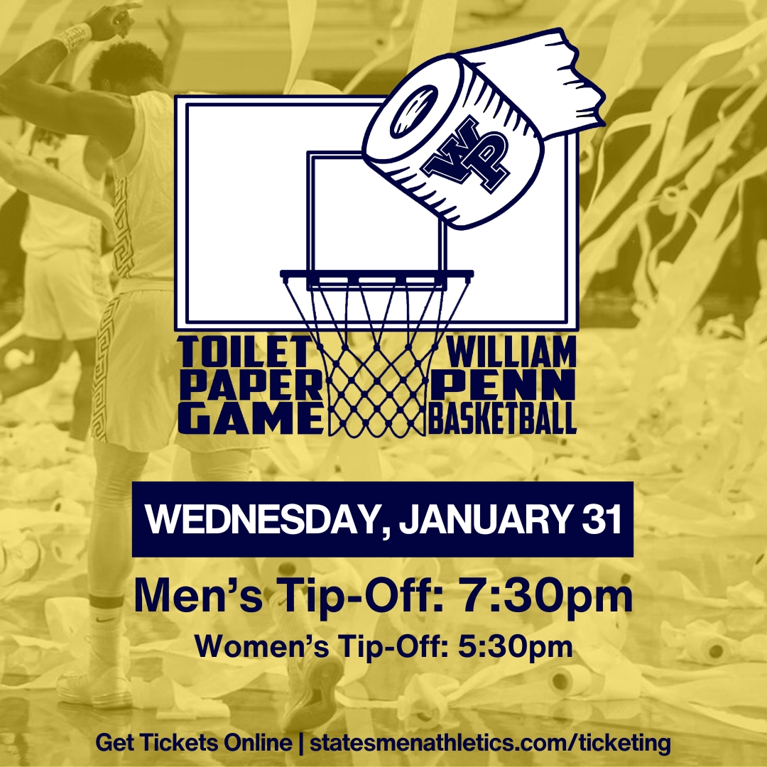 Statesmen Nation, it is time to put on your (white) WP gear, grab your toilet paper, and cheer on your Statesmen! TONIGHT is the annual Toilet Paper Game vs. Grand View University! Get Tickets Online: statesmenathletics.com/ticketing