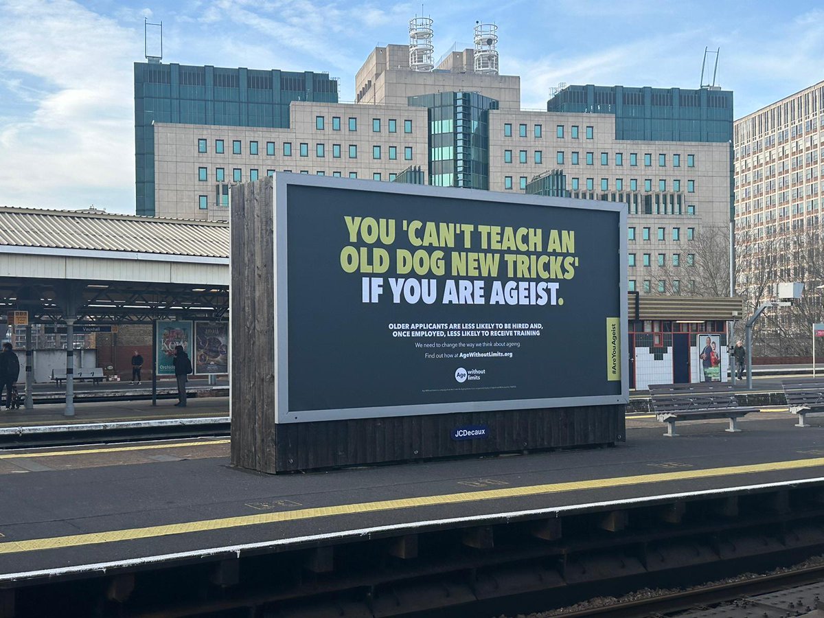 Great to see @Ageing_Better's campaign 'Age Without Limits' using #OOH. This billboard at Vauxhall station is part of their integrated campaign in partnership with @fouragencyhq and @TalonOOH to confront, educate and ultimately change views around the subject of ageism.