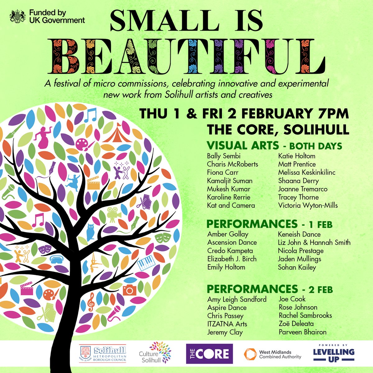 🌟 SMALL IS BEAUTIFUL TONIGHT AT THE CORE 🌟

Join us at The Core for an evening of innovative and experimental art from local artists in Solihull in a free two night festival! Enjoy drama performances, dance, poetry, music and more!

More information at thecoretheatresolihull.co.uk/whats-on/all-s…