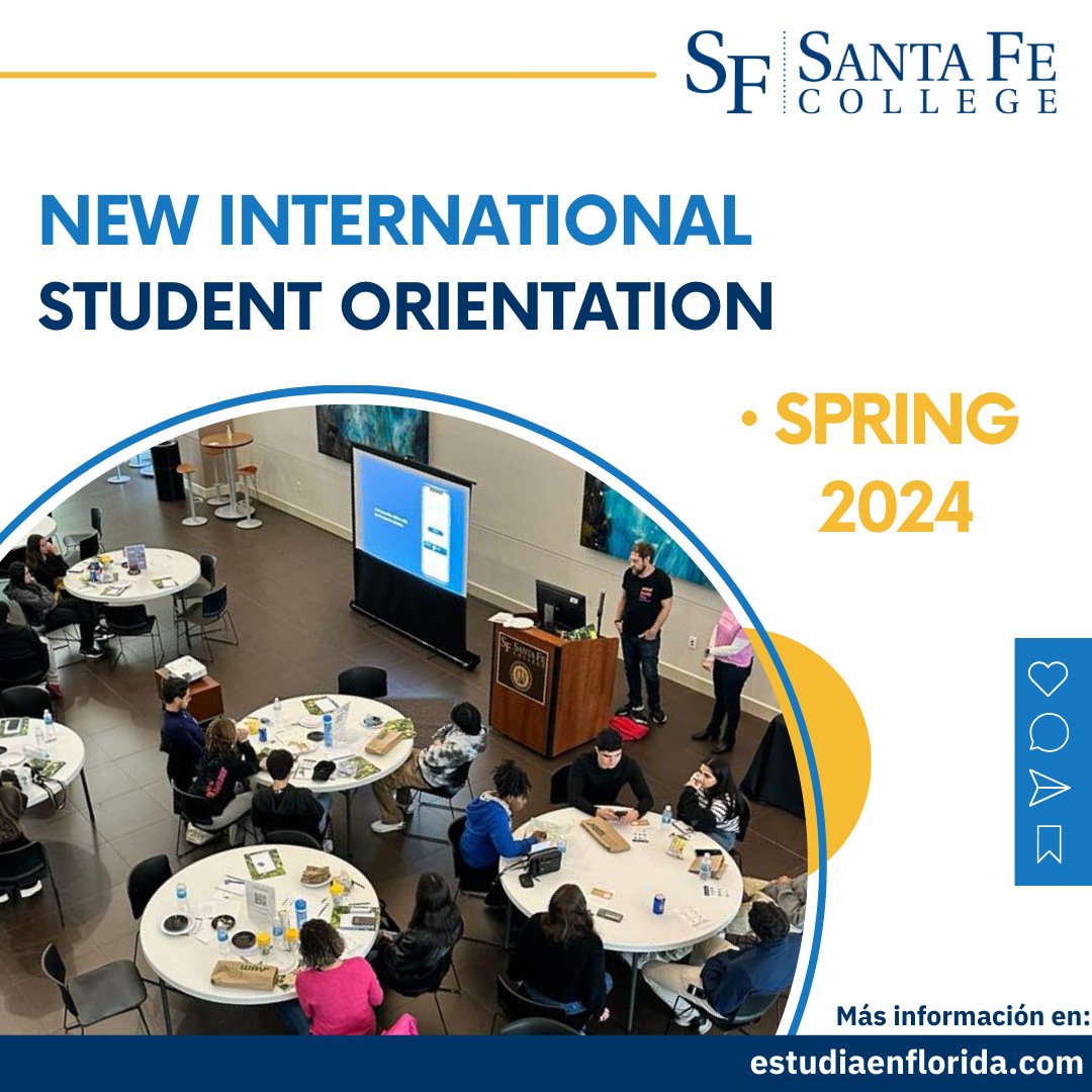 EstudiaFlorida's tweet photo. Santa Fe College abre sus puertas para el New International Student Orientation (NISO) este jueves 04 de enero de 2024  para darle la bienvenida a los estudiantes internacionales en el Spring 2024 📚

#EstudiaEnFlorida #SantaFeCollege #SFCollege #GainesvilleFlorida https://t.co/YAkG4JiYS6