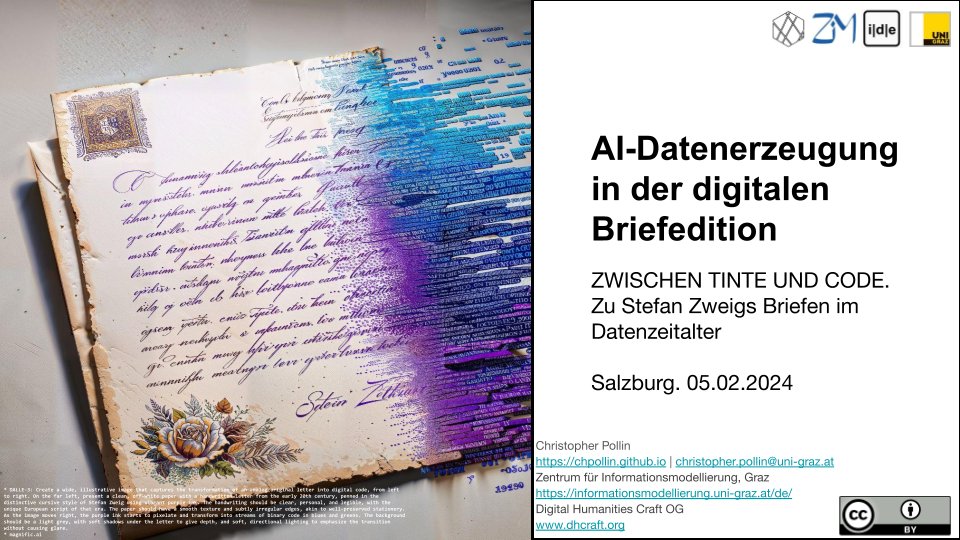 Herzliche Einladung zum öffentlichen Workshop „Zwischen Tinte und Code: Zu Stefan Zweigs Briefen im Datenzeitalter“ am 5. Februar 2024 auf der Edmundsburg Salzburg! Ich darf über KI und Briefeditionen reden!