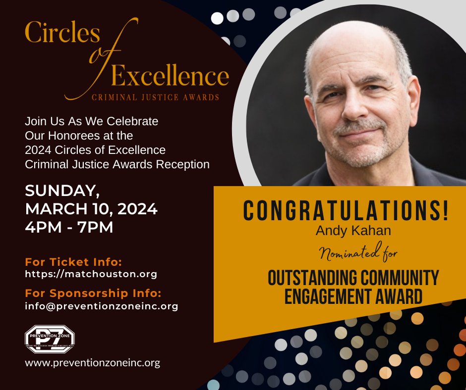 CrimeStopHOU's tweet image. Congratulations @akahancrimesto1 on your nomination for Outstanding Community Engagement Award! He will be honored by @PreventionZone on March 10th in recognition of this community contributions as a victim advocate for over 3 decades. 👏👏👏