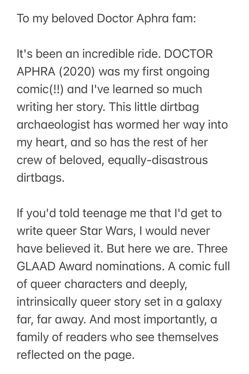 crashwong's tweet photo. A letter to my DOCTOR APHRA family 🖤🏳️‍🌈🏳️‍⚧️

tldr - I appreciate you more than I can truly say. https://t.co/ew3CLJ4oUz