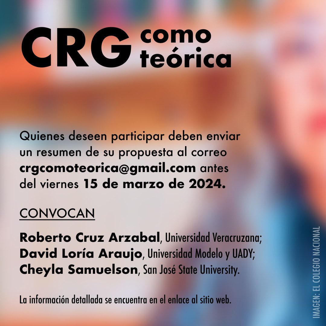 Davicho (@davidelearaujo) on Twitter photo 📒🖊 Extendemos esta convocatoria para un libro colectivo sobre el papel de <a href="/criveragarza/">Cristina Rivera Garza</a> como teórica de la literatura. Esperamos que la curiosidad se propague y se contagie. Cc. <a href="/cruz_arzabal/">Roberto Cruz Arzabal</a> @cheylasamuelson
🔗 Toda la información aquí:
bit.ly/crgcomoteorica 📒🖊 Extendemos esta convocatoria para un libro colectivo sobre el papel de <a href="/criveragarza/">Cristina Rivera Garza</a> como teórica de la literatura. Esperamos que la curiosidad se propague y se contagie. Cc. <a href="/cruz_arzabal/">Roberto Cruz Arzabal</a> @cheylasamuelson
🔗 Toda la información aquí:
bit.ly/crgcomoteorica