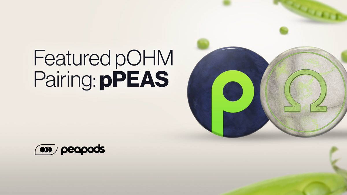 🫛 $pPEAS / $pOHM pair is live on <a href="/PeapodsFinance/">Peapods Finance</a>

👑 The flagship liquidity pair in the Peapods ecosystem.

How it works 👇

1) $OHM can be wrapped into $pOHM

2) $pOHM can be paired with $pPEAS to earn $PEAS on <a href="/PeapodsFinance/">Peapods Finance</a>.  

🤔 Why $pOHM is a superior LP paring asset