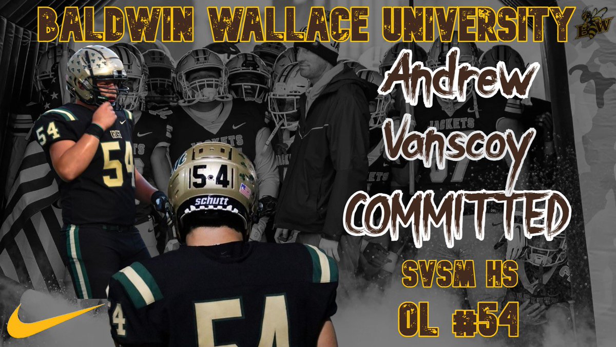 Andy Vanscoy (@andrewvanscoy1) on Twitter photo Committed 🐝. I am excited to announce that I have committed to play at the next level at Baldwin Wallace University. <a href="/CoachOrts/">Mike Orts</a> <a href="/CoachHilvert/">Jim Hilvert</a> @BWYJFootball <a href="/bwathletics/">Baldwin Wallace Athletics</a> <a href="/STVMFootball/">St. Vincent-St. Mary Football</a> <a href="/STVMStrength/">STVM Strength & Conditioning</a> Committed 🐝. I am excited to announce that I have committed to play at the next level at Baldwin Wallace University. <a href="/CoachOrts/">Mike Orts</a> <a href="/CoachHilvert/">Jim Hilvert</a> @BWYJFootball <a href="/bwathletics/">Baldwin Wallace Athletics</a> <a href="/STVMFootball/">St. Vincent-St. Mary Football</a> <a href="/STVMStrength/">STVM Strength & Conditioning</a>