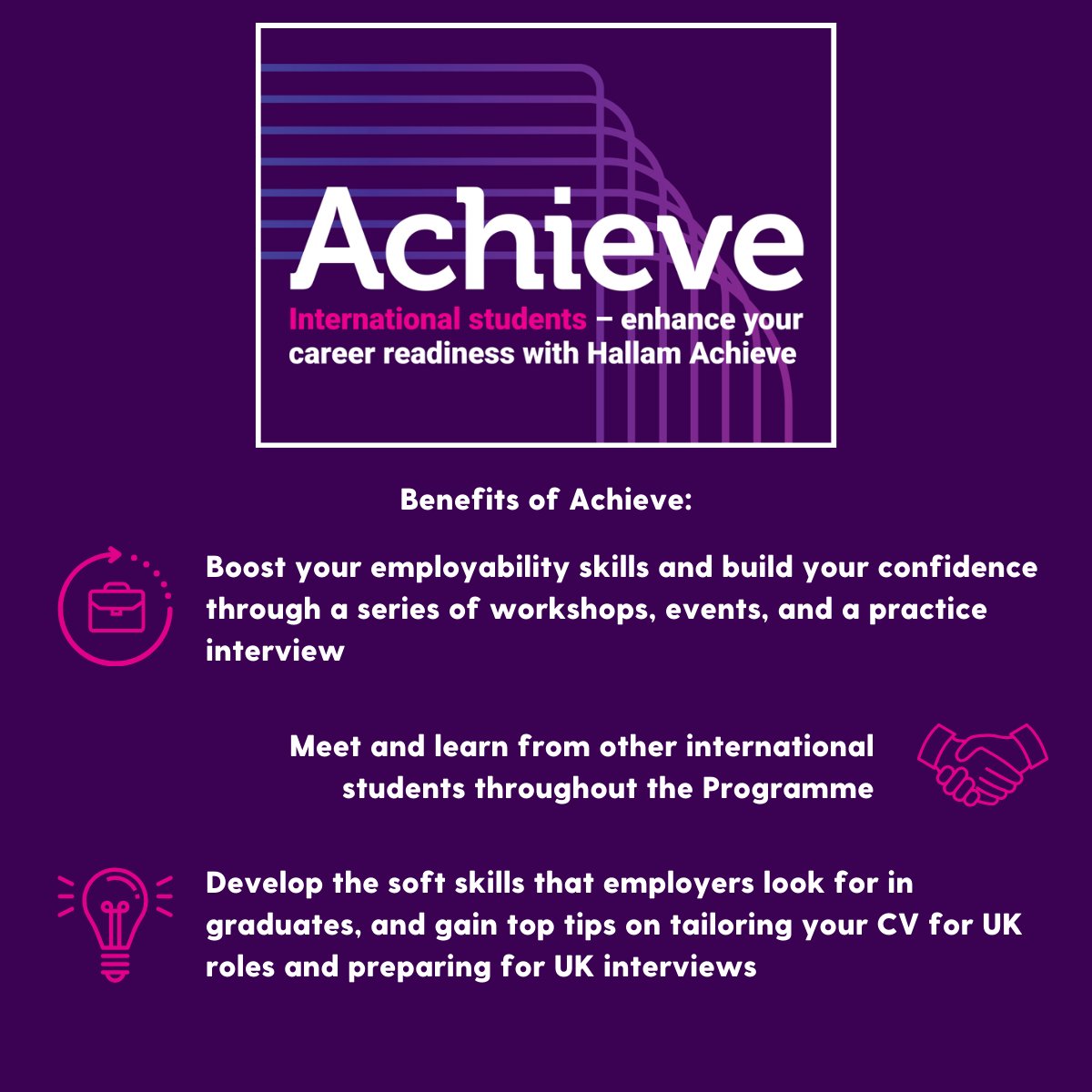SHUCareers's tweet photo. 📢 Calling all international students! 📢 

Applications are live for our Achieve Programme!

Sign up here: https://t.co/6NdxGe4Nt6 https://t.co/eLO1CfjTgo