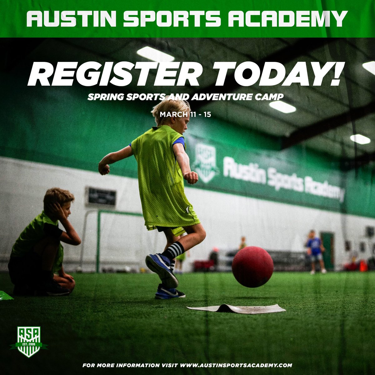 ASA has opened up our Spring Break camp registration. You will need to go to our Website and go to the Camps link. Registration can be completed using our online registration.