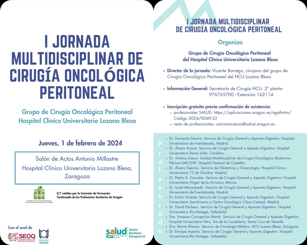 oncolozanoblesa's tweet photo. Mañana en nuestro hospital. Buena iniciativa y gran trabajo del grupo de Cirugía Oncológica Peritoneal. https://t.co/dFVyGJig1u