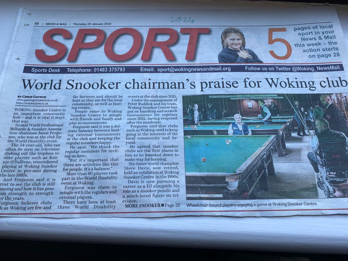 @welovewoking Woking Snooker Centre is an important community hub says World Snooker Chairman @jasonferguson5 #WeAreWoking #Snooker #ILoveSnooker