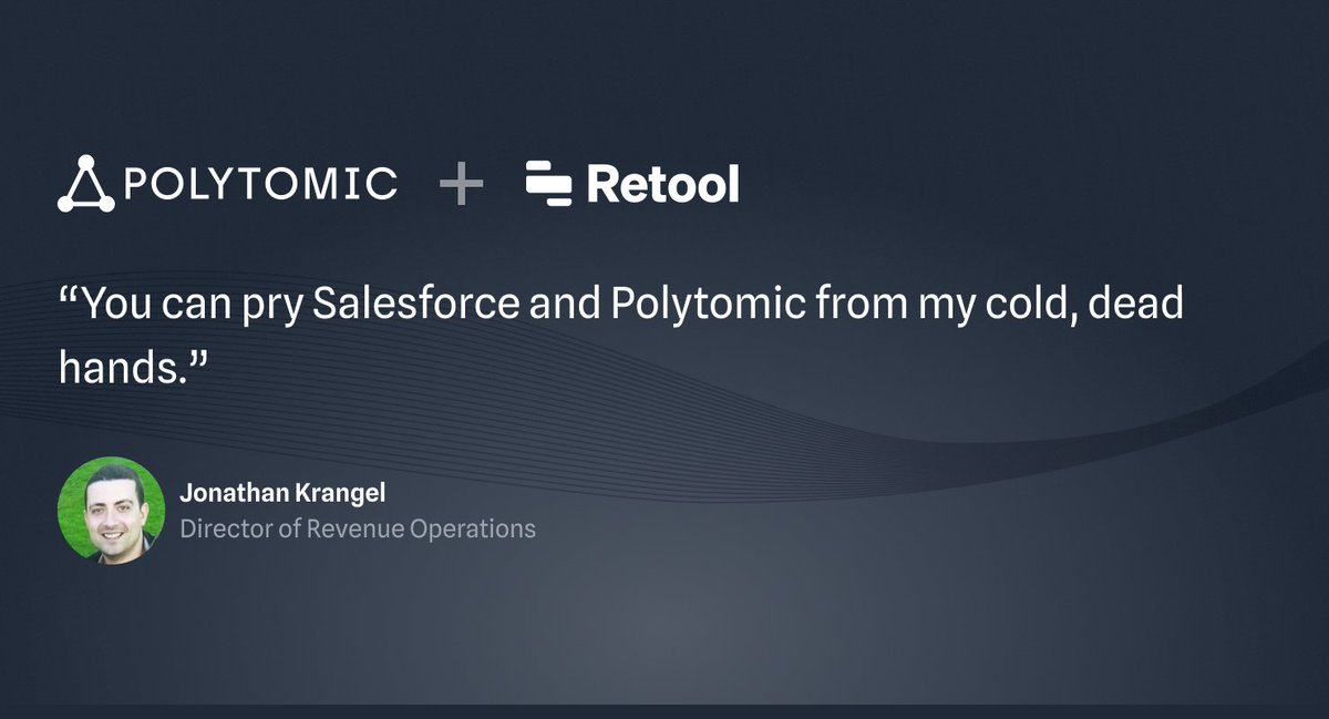 Our friends at @retool consolidated all their ETL jobs into Polytomic across multiple teams. Why use multiple ETL vendors when one will do? Read more from Jonathan Krangel, their Head of Revenue Operations: polytomic.com/case-studies/r…