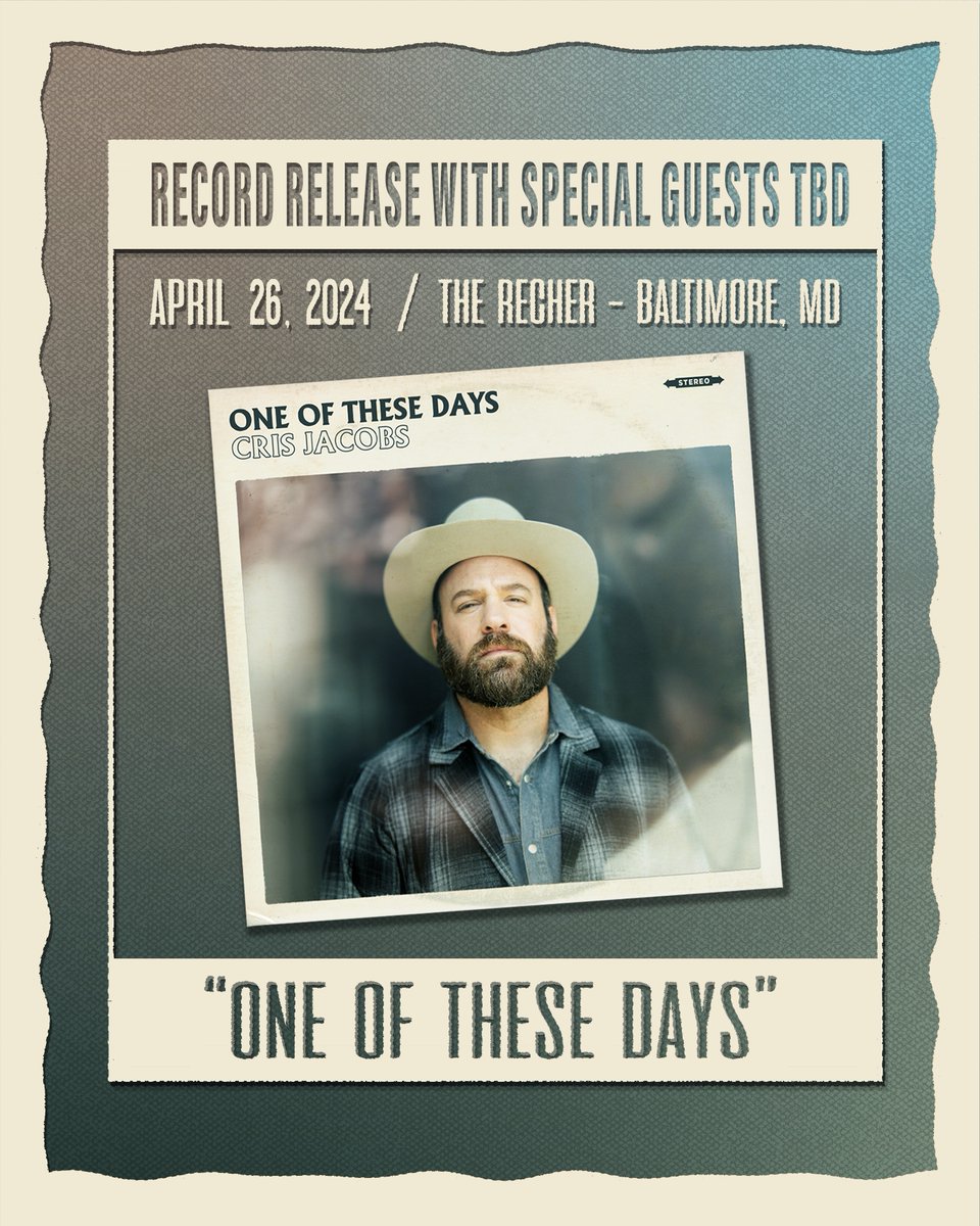 One Of These Days Album Release Show: April 26th at The Recher in Towson, MD with lots of special guests to be announced... Tickets go on sale Friday at 10AM EST! Mark your calendars you don't want to miss this!