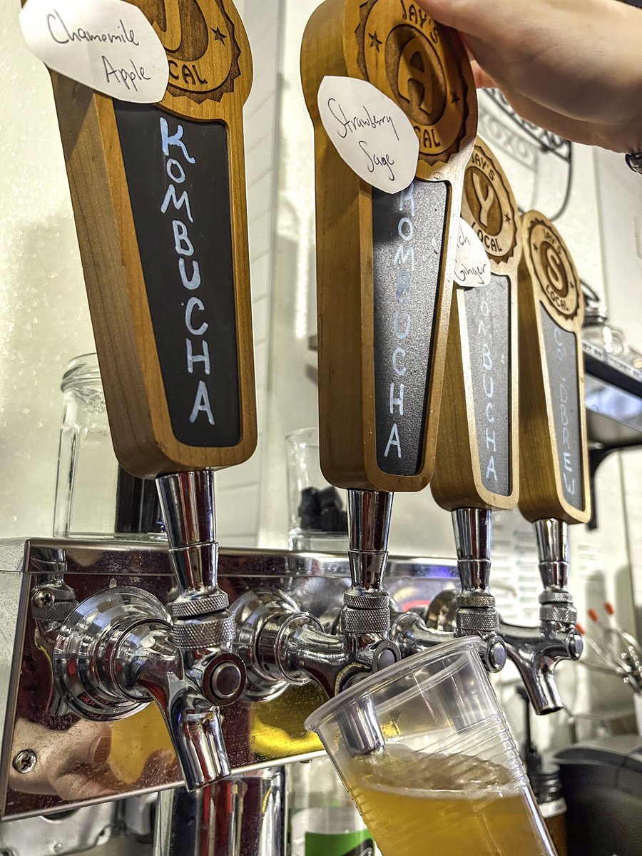 Three local kombucha flavors now on tap! Chamomile Apple, Strawberry Sage &amp; Peach Ginger from our friends at Portch tea in Emmaus, PA!
#kombucha #farmtotable