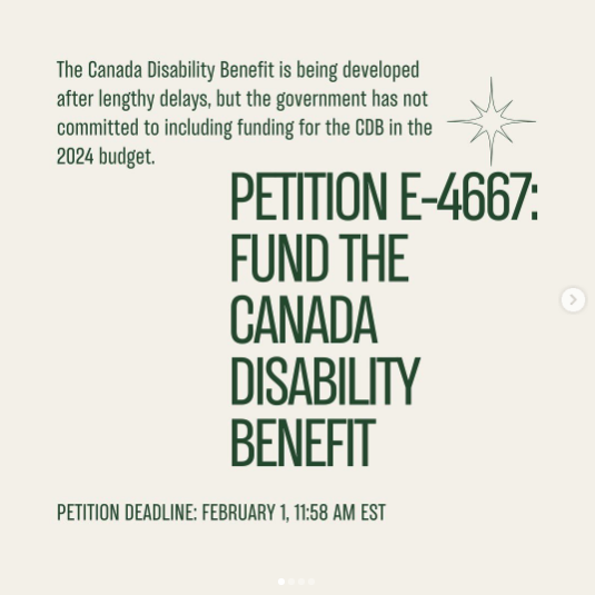 Kaelletee's tweet photo. 📢 LAST CHANCE to sign and share the petition to fund the #CanadaDisabilityBenefit 

https://t.co/KDFu5hU53F

Deadline: Feb 1 @ 11:58AM EST https://t.co/sYV4E7yEKR