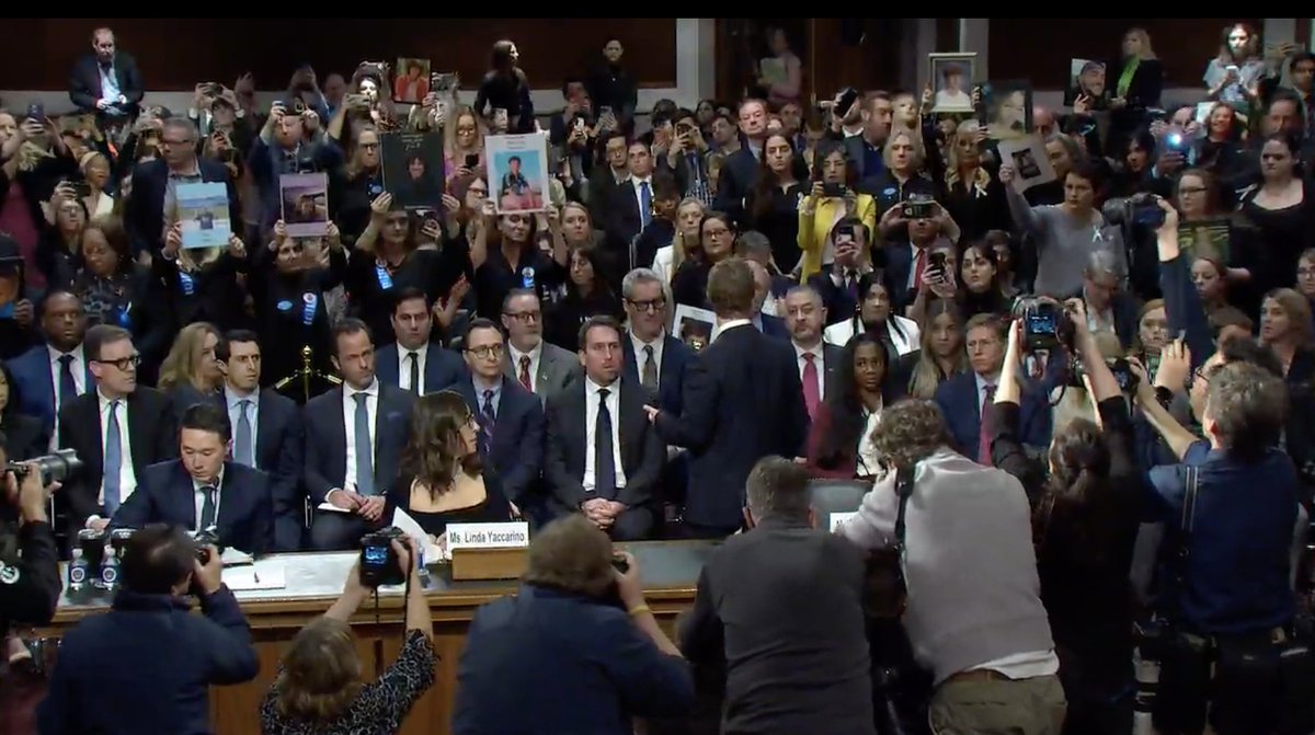 Wow. Senator Hawley just called on Zuckerberg to apologize directly to the the families of victims who were impacted by child sexual exploitation online. He stood up and addressed them in the hearing room. Several of them held up pictures of victims.