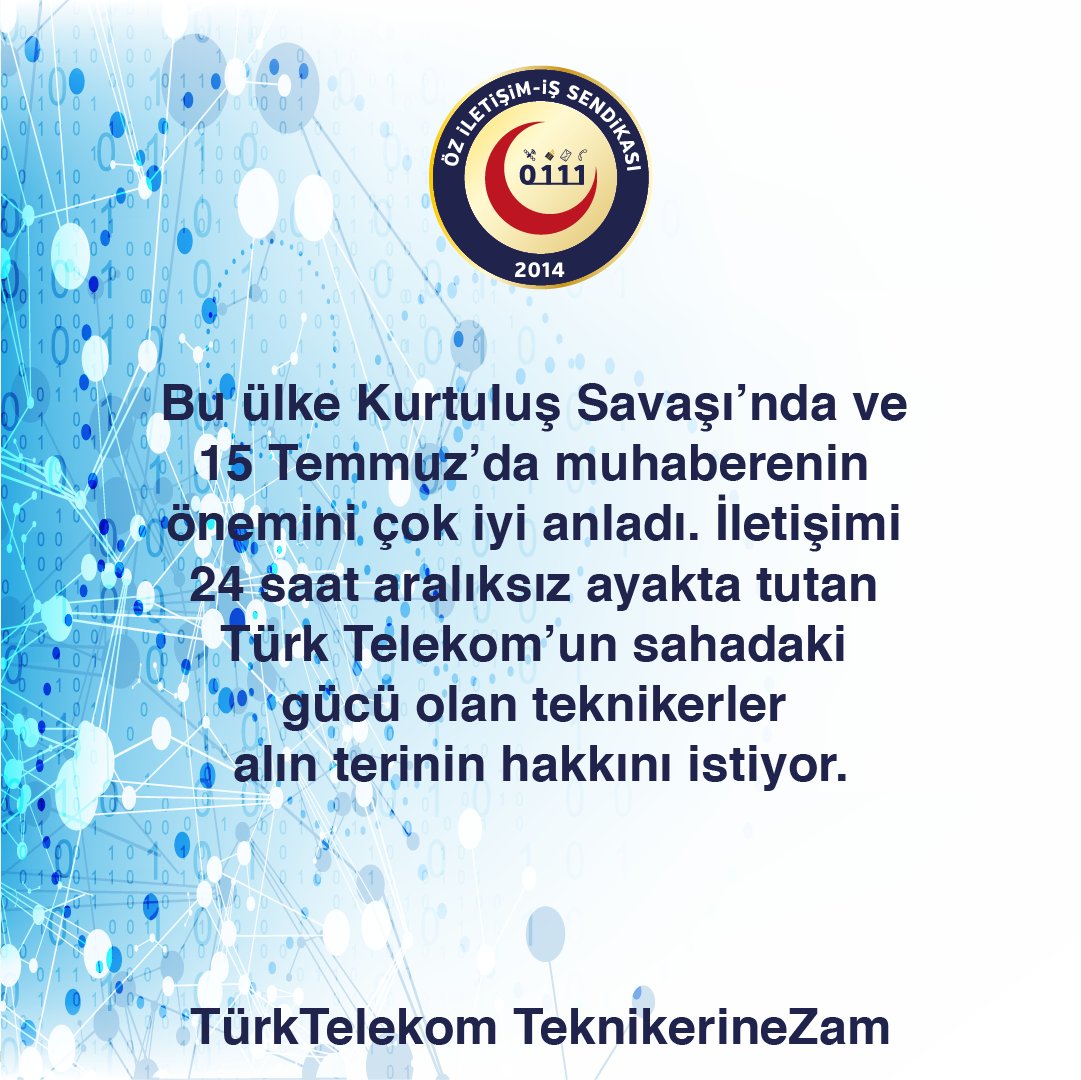İlhami Baloğlu (@ilhami_baloglu) on Twitter photo Bu ülke Kurtuluş Savaşı’nda ve 15 Temmuz’da muhaberenin önemini çok iyi anladı. İletişimi 24 saat aralıksız ayakta tutan Türk Telekom’un sahadaki gücü olan teknikerler alın terinin hakkını istiyor.
TürkTelekom TeknikerineZam
<a href="/umitonaltr/">Ümit Önal</a> <a href="/TurkTelekom/">Türk Telekom</a> <a href="/UABakanligi/">T.C. Ulaştırma ve Altyapı Bakanlığı</a> Bu ülke Kurtuluş Savaşı’nda ve 15 Temmuz’da muhaberenin önemini çok iyi anladı. İletişimi 24 saat aralıksız ayakta tutan Türk Telekom’un sahadaki gücü olan teknikerler alın terinin hakkını istiyor.
TürkTelekom TeknikerineZam
<a href="/umitonaltr/">Ümit Önal</a> <a href="/TurkTelekom/">Türk Telekom</a> <a href="/UABakanligi/">T.C. Ulaştırma ve Altyapı Bakanlığı</a>