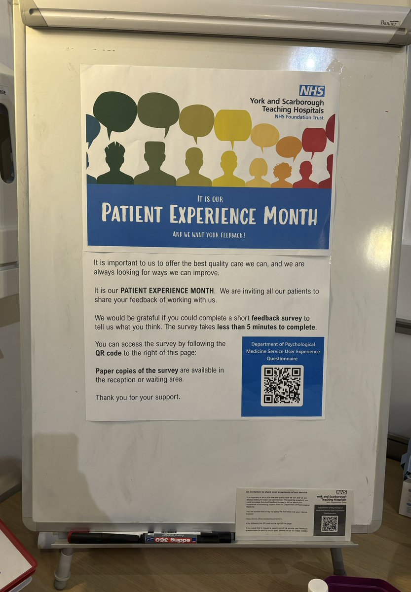 It is patient experience month in Psychological Medicine. We seek feedback all year round and in Feb will be actively promoting ways feedback can be given to help ensure as many voices as possible are included in the continual improvement of our service @YSTeachingNHS