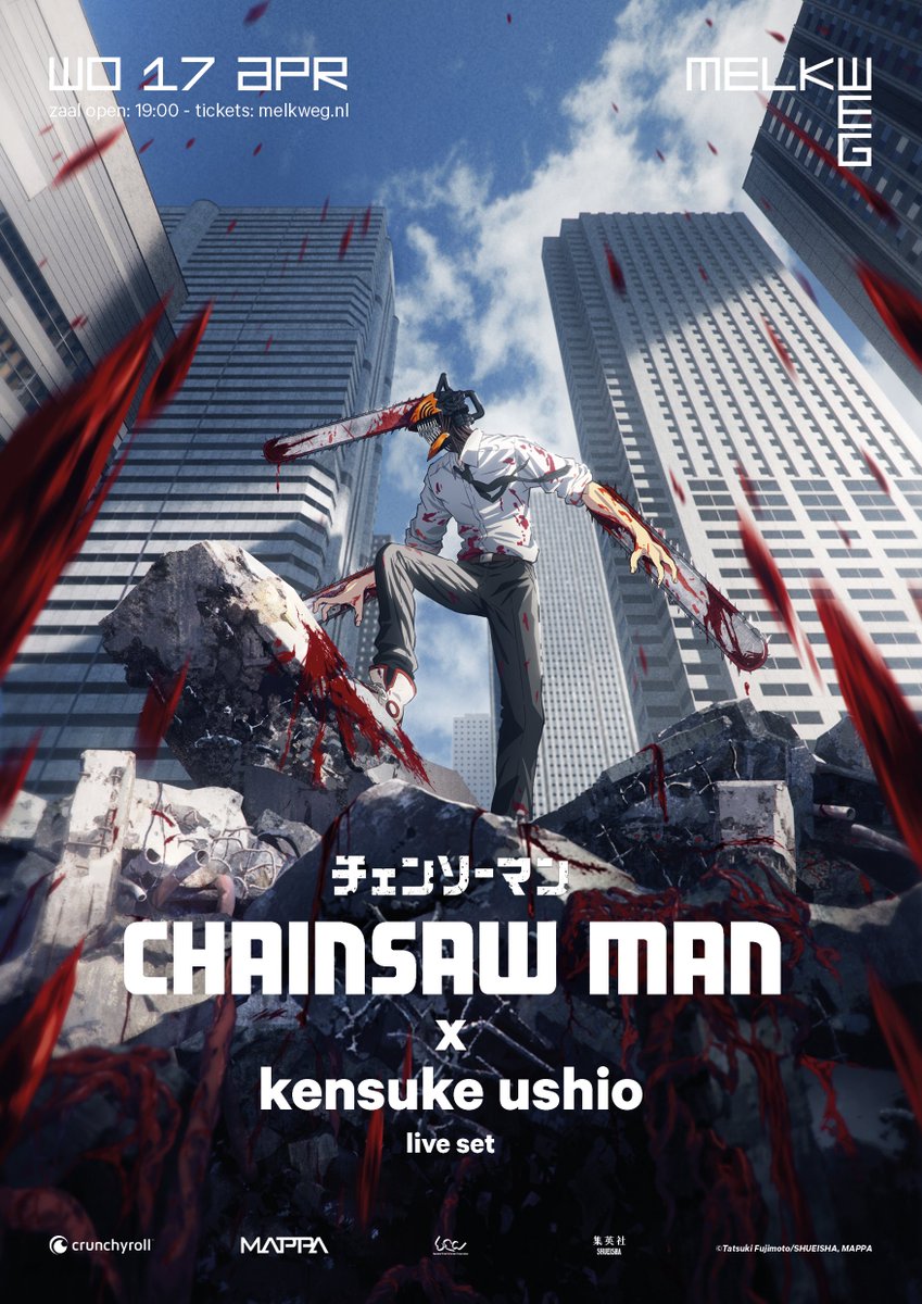 Chainsaw Man + Kensuke Ushio (compositeur de l'anime) = évènement de folie à Amsterdam le 17 avril. 🔥

⏩ Toutes les infos ici : got.cr/csm-amsterdam